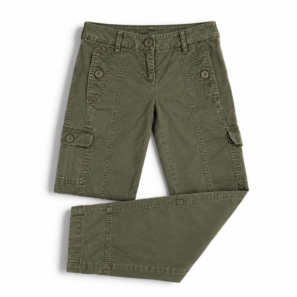 LOFT Petites Women's 2P Olive Green Cargo Pants Stretch Utility Ankle